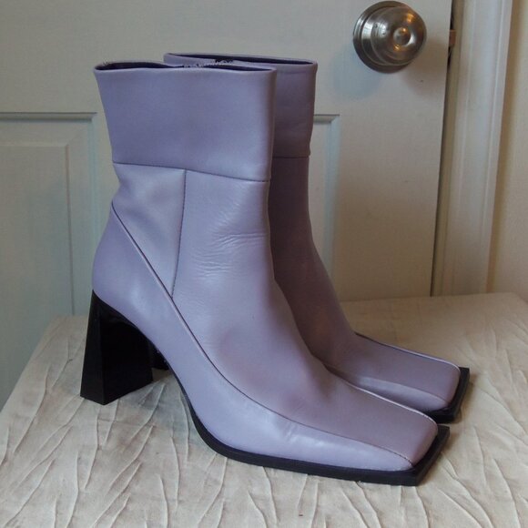 Topshop Square Toe High Ankle Boots Pale Purple sz 40 - Picture 2 of 15